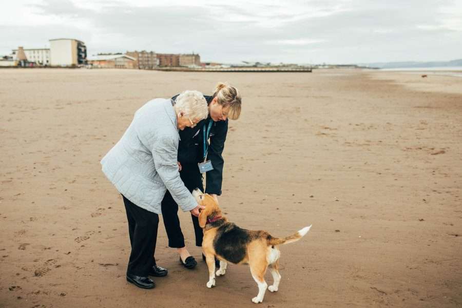 Care worker with client