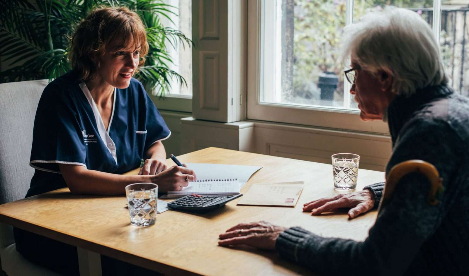 Career change at 50, carer talking to client about finances