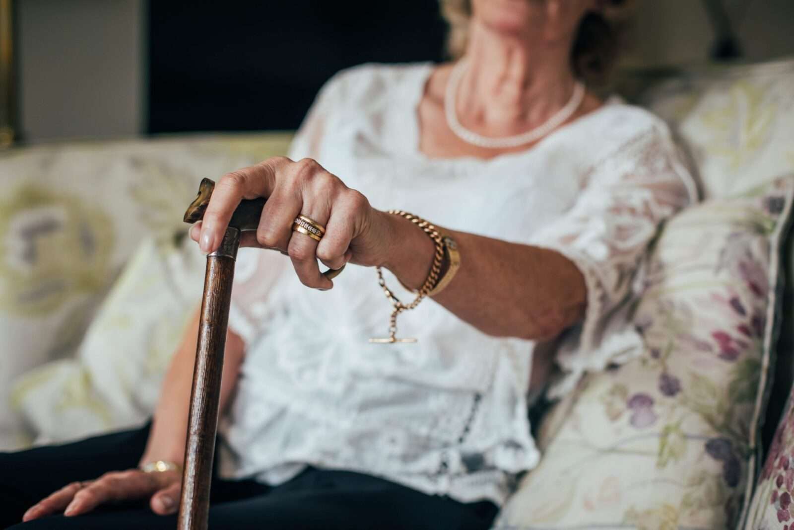 Elderly sitting on sofa